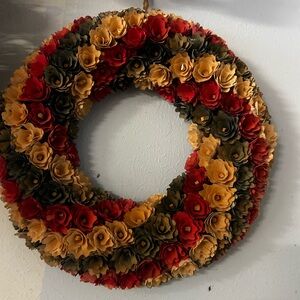 Festive Floral Wreath - Red, Gold, and Green